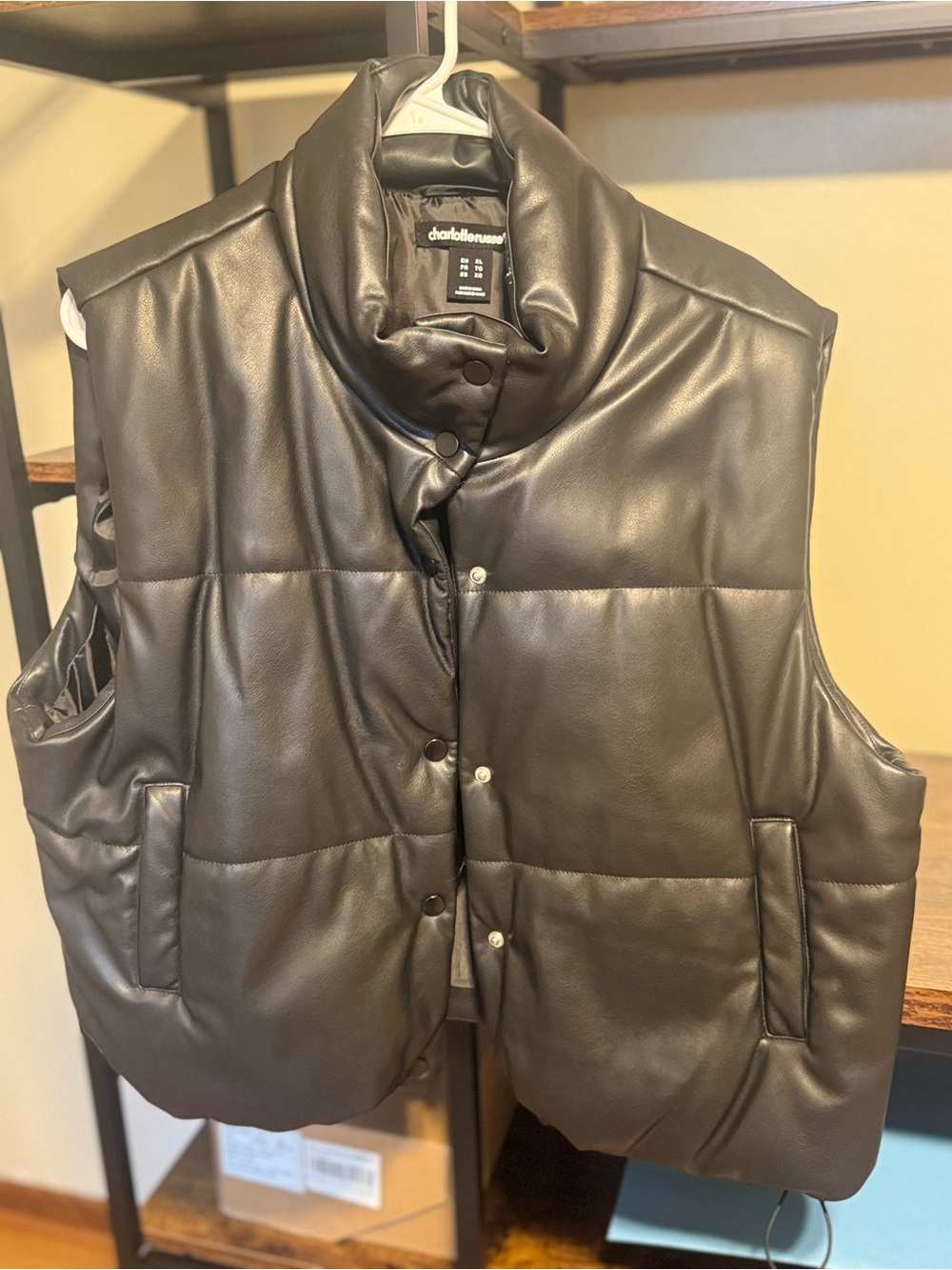 charlotte russe Puffer Vest in Dark Brown Faux Leather